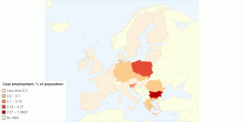 Coal employment 2012, % of population