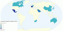 Countries Visited by Obama in 2014