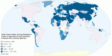 National Water Saving Related to Trade in Agricultural and Industrial Products Per Country Mm3yr