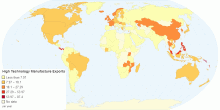 High Technology Manufacture Exports by Country