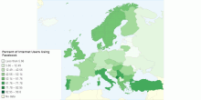 Percent of Internet Users Using Facebook in Europe