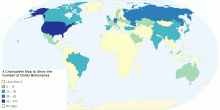 A Choropleth Map to Show the Number of Dollar Billionaires in a Country