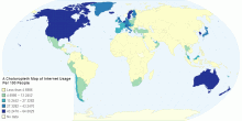 A Choloropleth Map of Internet Usage Per 100 People