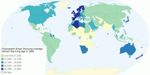 Chloropleth Graph Showing Average Women Marrying Age in 2005