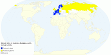 Bands War of Austrian Sucesion with Actual Limits (world map)