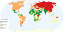 Cancer Deaths per 100,000 Population by Country