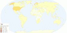 Internet user percentage - 1996