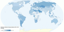 Mobile Cellular Subscriptions Per 100 People 2012