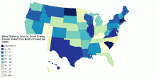 Safest States to Drive in, Most to Fewest Drunk Driving Arrests per capita