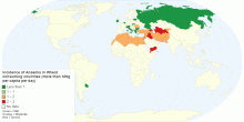 Incidence of Anaemia in Wheat consuming countries (more than 300g per capita per day)