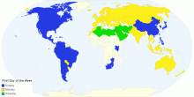 First Day of the Week in Different Countries