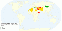 Incidence of Anaemia in Major Wheat Consuming Countries (>40% daily kcal intake)