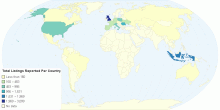 Total Listings Reported Per Country