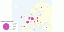 Produkce kravského mléka v EU - kartodiagram