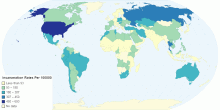 Incarceration Rates Per 100,000 (indicative only)