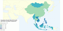 Population Growth Rate 2016 South East Asian Countries Comparison