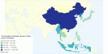 The Number of Modern Slaves in East Asian Countires