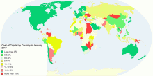 Cost of Capital by Country in January 2017