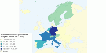 European countries - government budget -  (million USD - 2016)