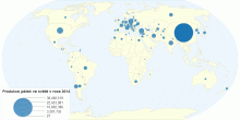 Produkce jablek ve světě v roce 2014