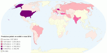 Produkce jablek ve světě v roce 2014