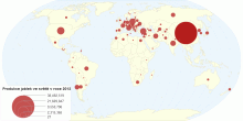 Produkce jablek ve světě v roce 2012