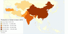 Production of wheat in Asia in 2014