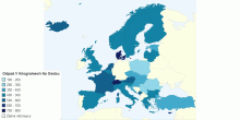 Odpad (v kg) na osobu, Evropa 2015