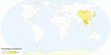 Percentage of Buddhists by Country