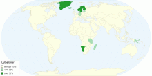 Lutheranische Kirchen nach Land: Absolute Mehrheit & Signifikante Minderheiten