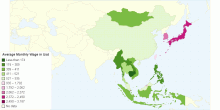 Average Monthly Wage in USD - East Asia