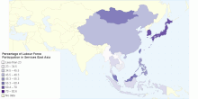 Percentage of Labour Force Participation in Services East Asia