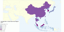 Average BMI in South-East Asia Region 2016