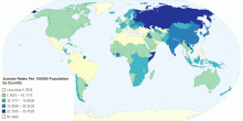 Suicide Rates Per 100000 Standard Population by Country 2004