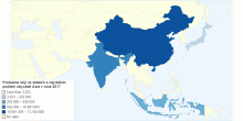 Produkce sóji ve státech s největším počtem obyvatel Asie v roce 2017