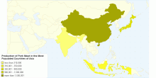 Production of Pork Meat in the Most Populated Countries of Asia