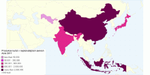 Produkce kuřat v nejlidnatějších zemích Asie 2017