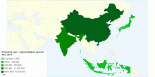 Produkce sóji v nejlidnatějších zemích Asie 2017