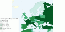 Produkce jablek v Evropě za rok 2017