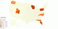 Percentage of Cases Ending in a Guilty Plea By County