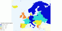 Najnižšia nameraná teplota v štátoch Európy