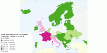 Počet pozitívnych ľudí s ochorením Covid-19 v Európe za 14 dní (k 6.11.2020)