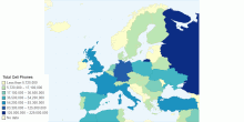 Počet telefonů v Evropě