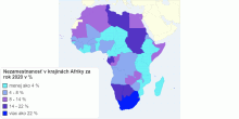 Nezamestnanosť v krajinách Afriky za rok 2020 v %