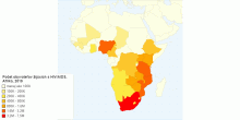 Počet obyvateľov žijúcich s HIV/AIDS, Afrika, 2019