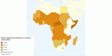 Miera dojčenskej úmrtnosti v promile, Afrika 2020