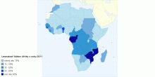 Lesnatosť štátov Afriky v roku 2011