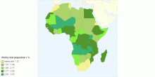 Štáty Afriky podľa miery rastu populácie za rok 2017