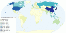 국가별 대한민국 입국 외국인 통계