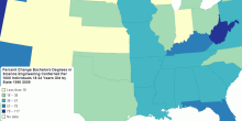 Change Bachelors Degrees in Science Engineering Conferred Per 1000 Individuals 18 24 Years Old by State 1990 2009